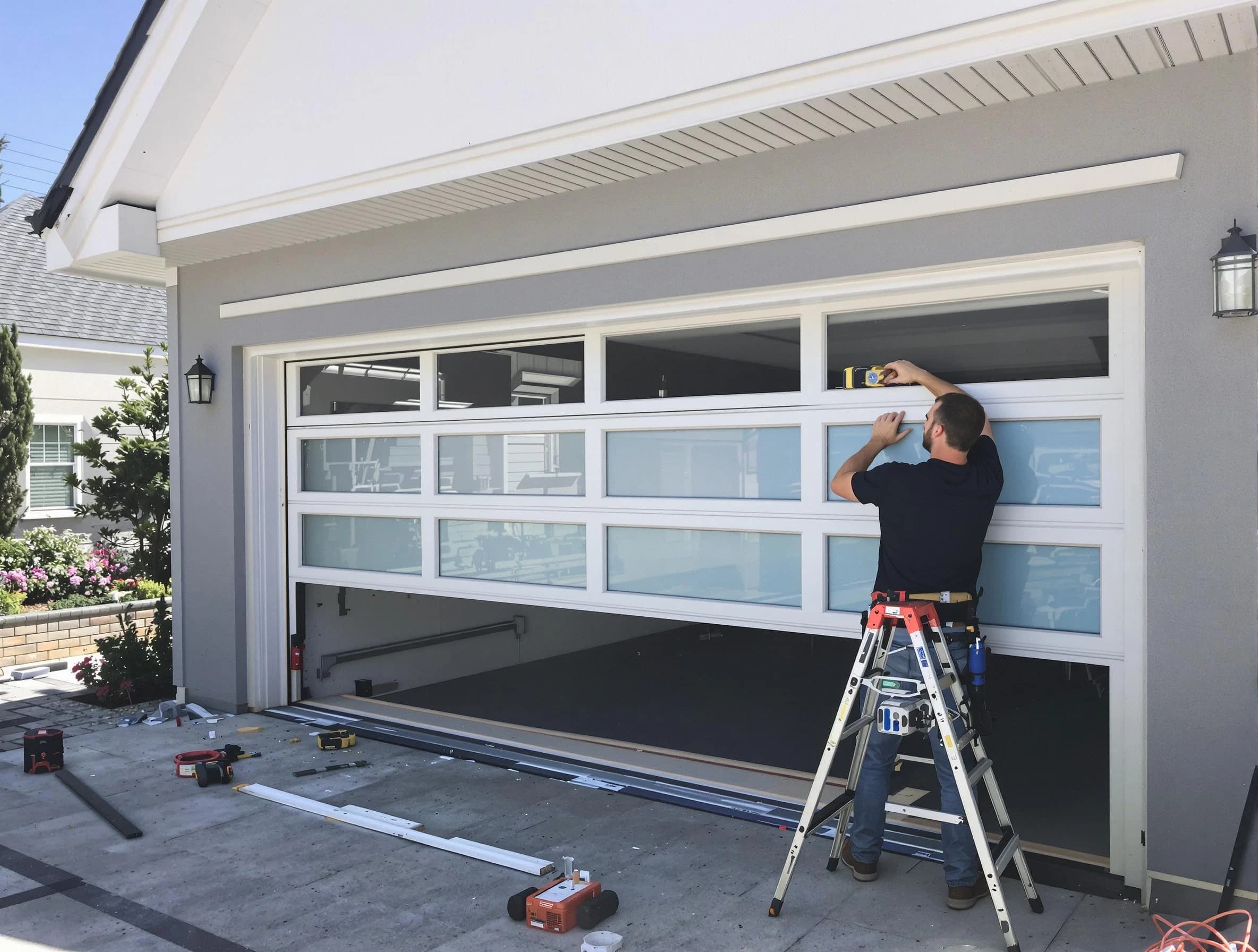 Corrales Garage Door Repair team performing garage door replacement in Corrales