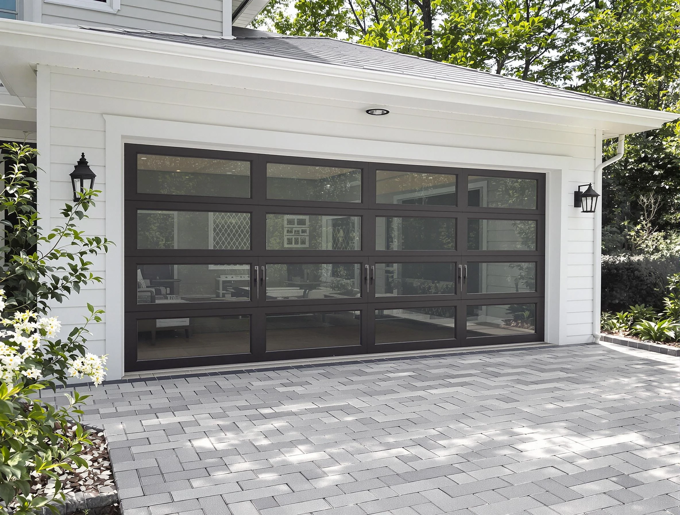 Corrales Garage Door Repair design specialist presenting custom garage door options to Corrales homeowner